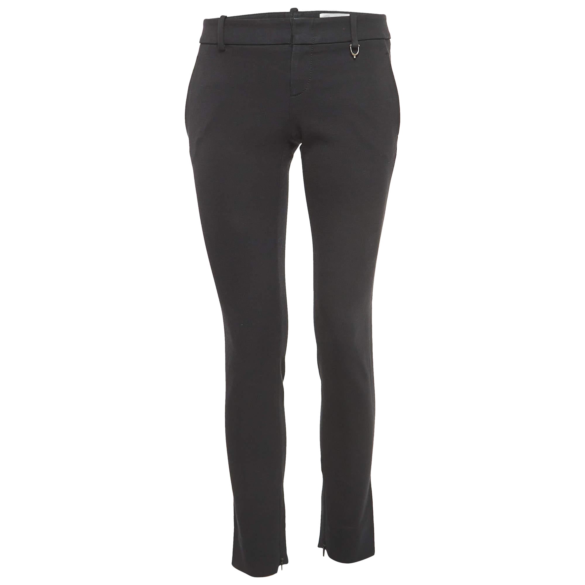 Gucci Negro Algodón Slim Fit Pantalones Formales S