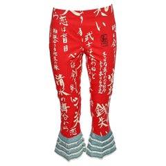 Moschino Jeans Capri-Hose aus roter Baumwolle und Denimbesatz aus Denim, M