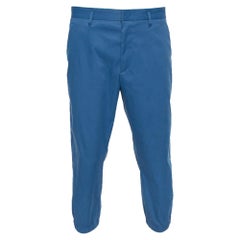 Prada Blue Synthetic Elastic Detail Capri Pants XL