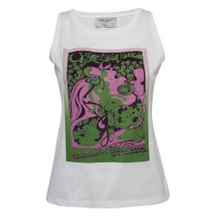 Yves Saint Laurent Vintage White Print Cotton Tank Top M
