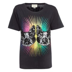 Gucci Black Bosco & Orso Sequin Embellished Cotton Crew Neck T-Shirt S