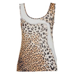Just Cavalli Beige Animal Printed Knit Tank Top L