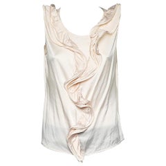 CH Carolina Herrera Pink Silk Satin Ruffled Sleeveless Top L