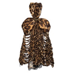 Gianfranco Ferre Animal Print Silk Tie Detail Cut-Out Strapless Top L