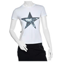 Moschino Jeans White Cotton Star Embellished Short Sleeve T-Shirt M