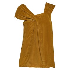 Fendi Olive Green Silk Draped Sleeve Detail Top M