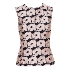 Christian Dior Black & Pink Jacquard Sleeveless Top M
