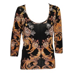 Just Cavalli Black Floral Printed Jersey Scoop Neck T-Shirt XL