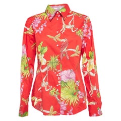 Etro - Chemise en coton rouge à imprimé tropical L
