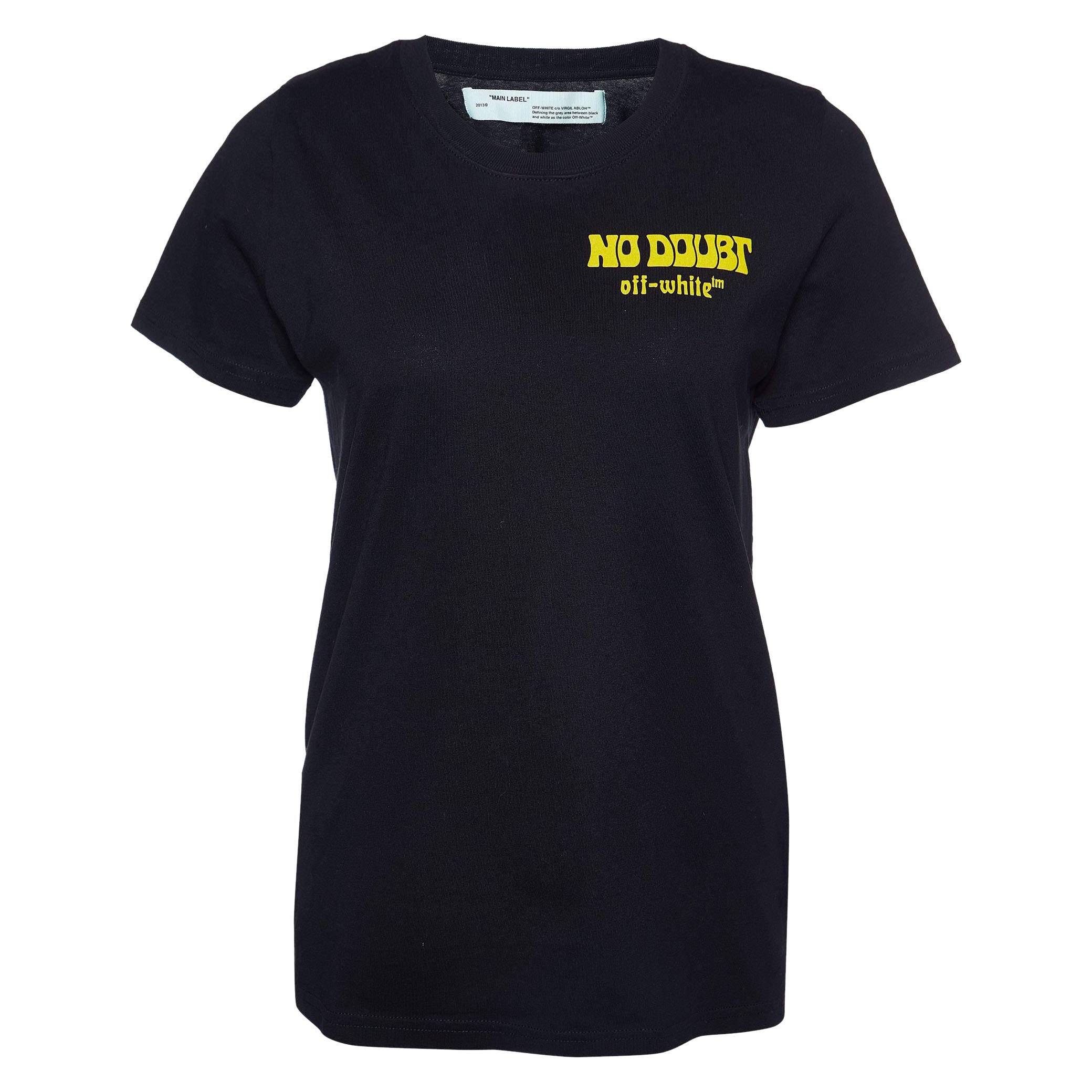Off-White Black No Doubt Print Cotton Crew Neck T-Shirt XS For Sale