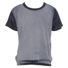 Amiri - T shirt nera e grigia in cotone lavato effetto fucile da caccia - T S