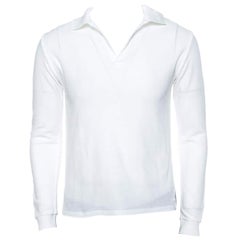 Yves Saint Laurent White Cotton Long Sleeve Polo T-Shirt XL