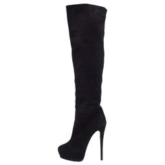 Gianvito Rossi Black Suede Over The Knee Boots Size 38