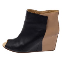 Maison Martin Margiela, stivaletti Peep Toe in pelle nera/beige taglia 39