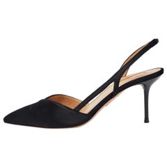 Aquazzura Black Velvet and Crystal Embellished Slingback Pumps Size 38