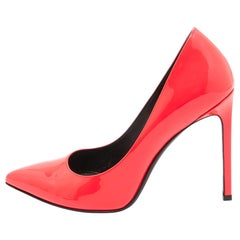 Saint Laurent Neon Pink Patent Leather Anja Pumps Size 37