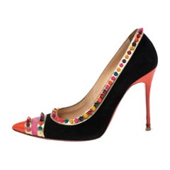 Christian Louboutin Multicolor Suede and Patent Leather Hill Pumps Size 39.5