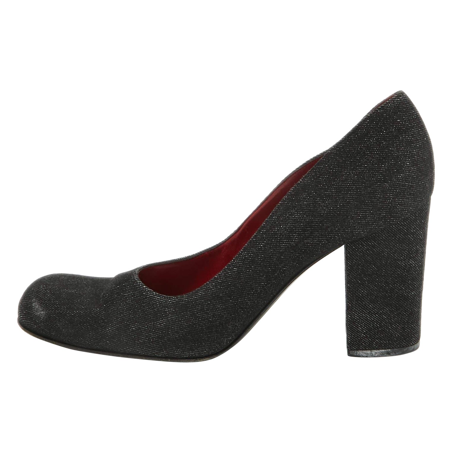 Dolce & Gabbana Black Denim Pumps Size 38 For Sale