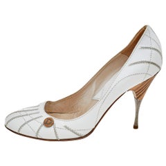 Dior White Leather Round Toe Pumps Size 40.5