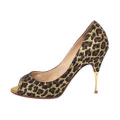 Christian Louboutin Tri-Color Leopard Print Yoyospina Peep-Toe Pumps Size 39