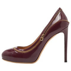 Salvatore Ferragamo Burgundy Leather Platform Pumps Size 39