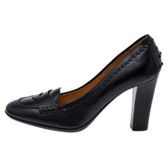Tod's Black Leather Penny Loafer Pumps Size 36.5