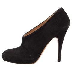 Prada Black Suede Slip On Pumps Size 38