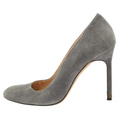 Manolo Blahnik - punta tonda in pelle scamosciata grigia - taglia 35.5