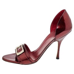 Gucci Red Patent Leather Buckle Embellished D'orsay Pumps Size 40