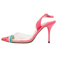 Sophia Webster Multicolor Leather and PVC Printed Slingback Pumps Size 36