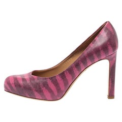 Salvatore Ferragamo Pink Animal Print Leather Pumps Size 37