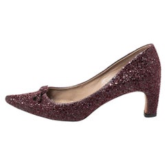 Marc Jacobs Burgundy Glitter Slip on Pumps Size 37