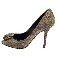 Dolce & Gabbana - Tissu brocart gris imprimé floral Bellucci - Taille 40