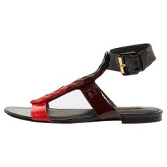 Louis Vuitton Red/Black Ombre Patent Leather Flat Sandals Size 39
