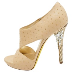 Versace Sandali Open Toe in pelle beige misura 41