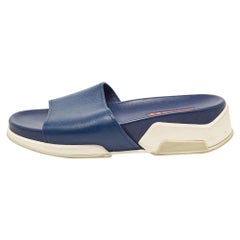 Prada Marineblaue Lederschienen Größe 37