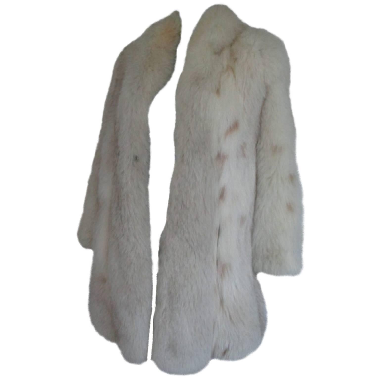 Three Quarter Length Lynx Dyed Fox Fur Coat