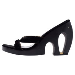 Chanel Black Velvet Slide Sandals Size 38