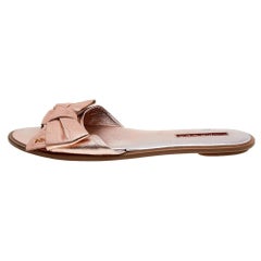 Prada Pink Leather Bow Slide Sandals Size 38