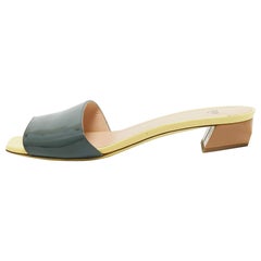 Fendi Green Patent Leather Slide Sandals Size 38.5