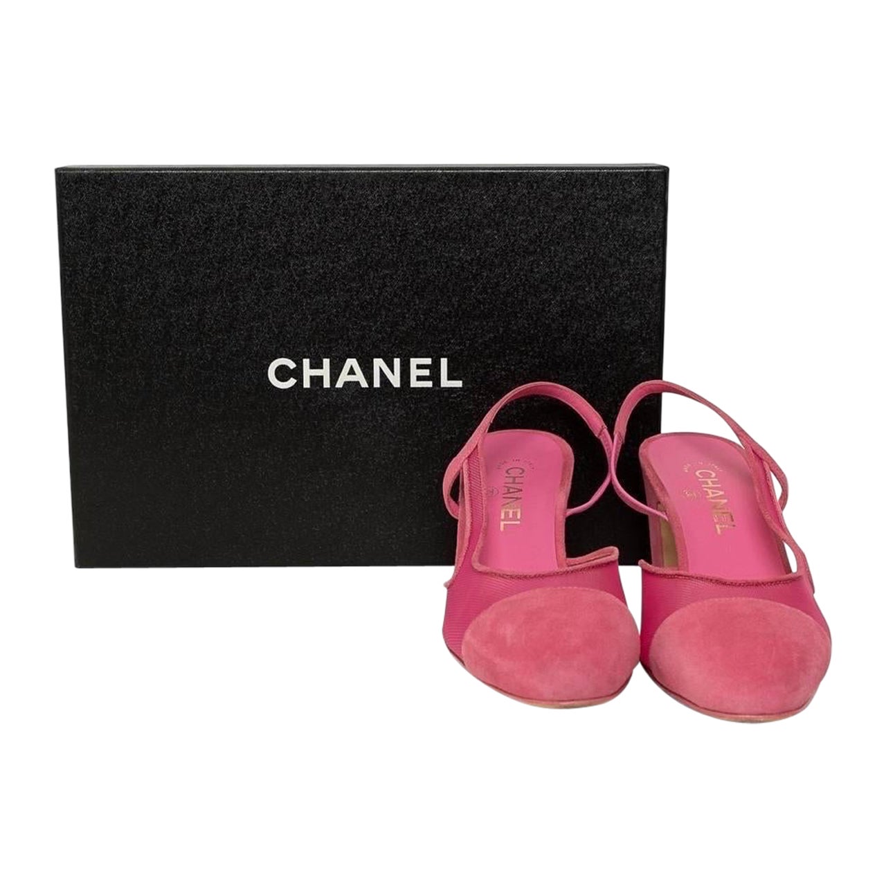 Decollette Chanel Slingback Camoscio Rete Rosa