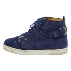 Christian Louboutin Blue Suede Reglisse High Top Sneakers Size 43