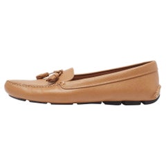 Prada Brown Leather Slip On Loafers Size 39