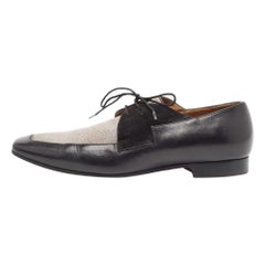 Christian Louboutin Black/Beige Leather and Canvas Orleans Lace Up Derby Size 41