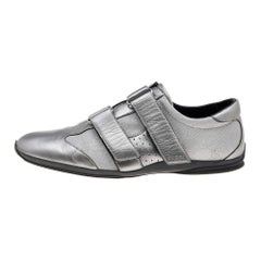 Gucci Silver GG Canvas and Leather Velcro Sneakers Size 42.5