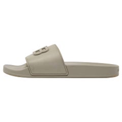Balenciaga Sandalias Planas Goma Gris Logo BB Talla 39