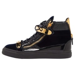 Giuseppe Zanotti Navy Blue/Black Velvet Coby High Top Sneakers Size 39.5