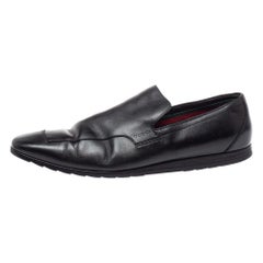Gucci Slip On Loafers aus schwarzem Leder, Größe 43.5