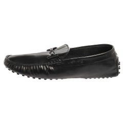 Tod's Black Leather Double T Slip On Loafers Size 44