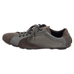 Ermenegildo Zegna Grey Leather And Suede Low Top Sneakers Size 44